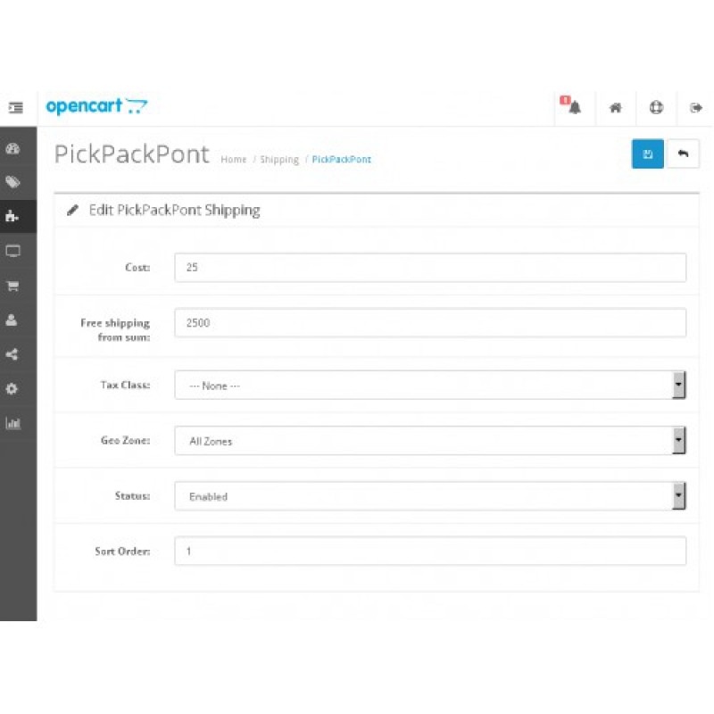 Opencart - PickPackPont on Map Shipping Method