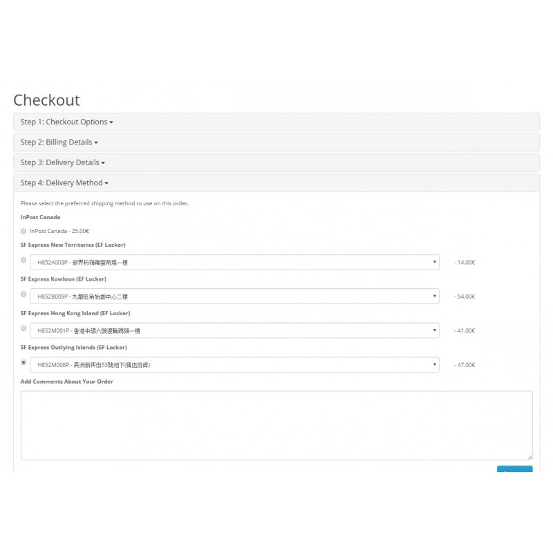 Opencart sf express hong kong ef locker devided by regions oc2 3